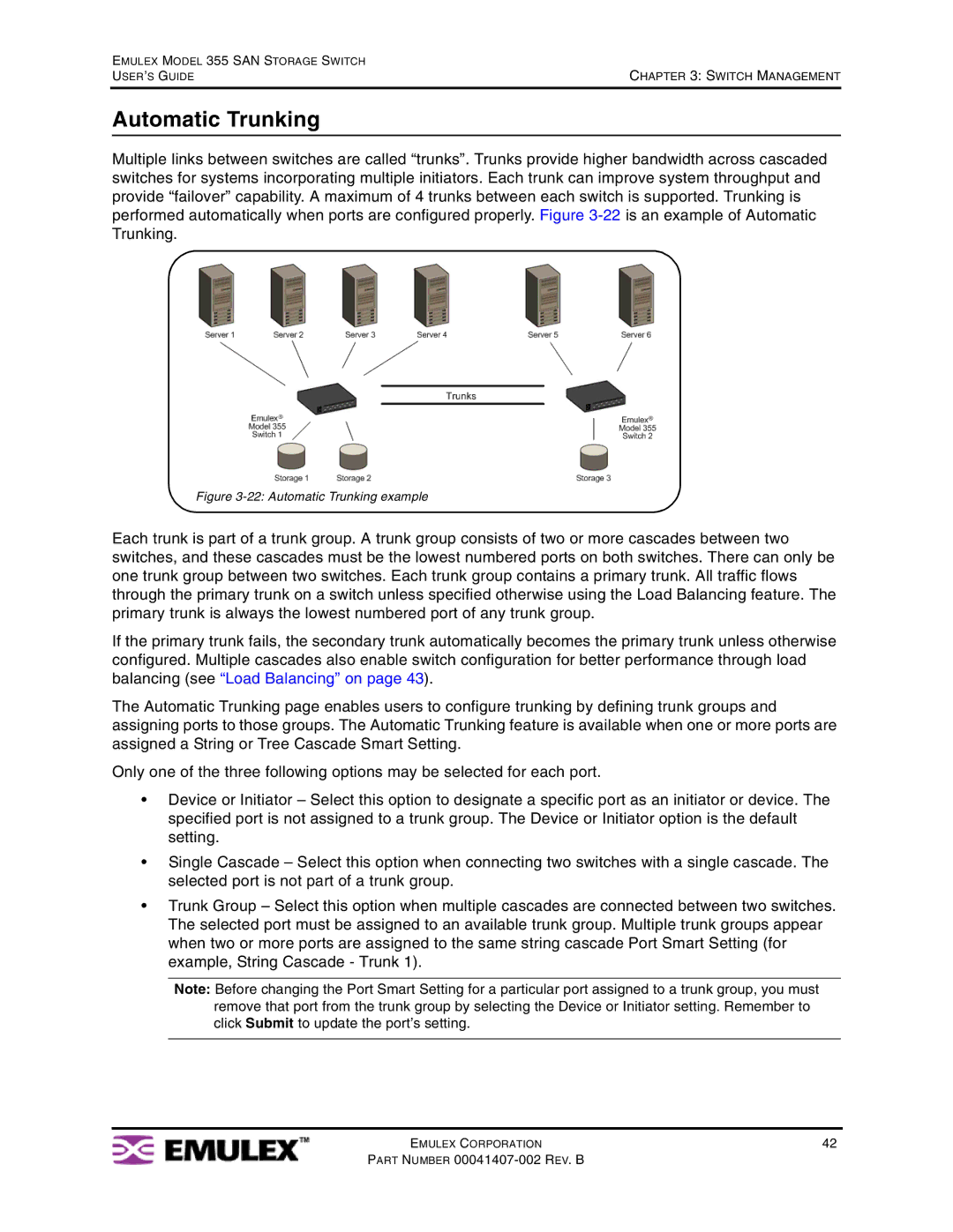 Emulex 355 manual Automatic Trunking example 