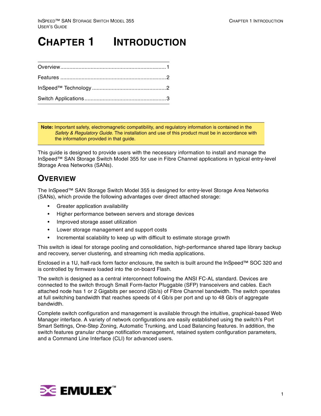 Emulex 355 manual Introduction, Overview 