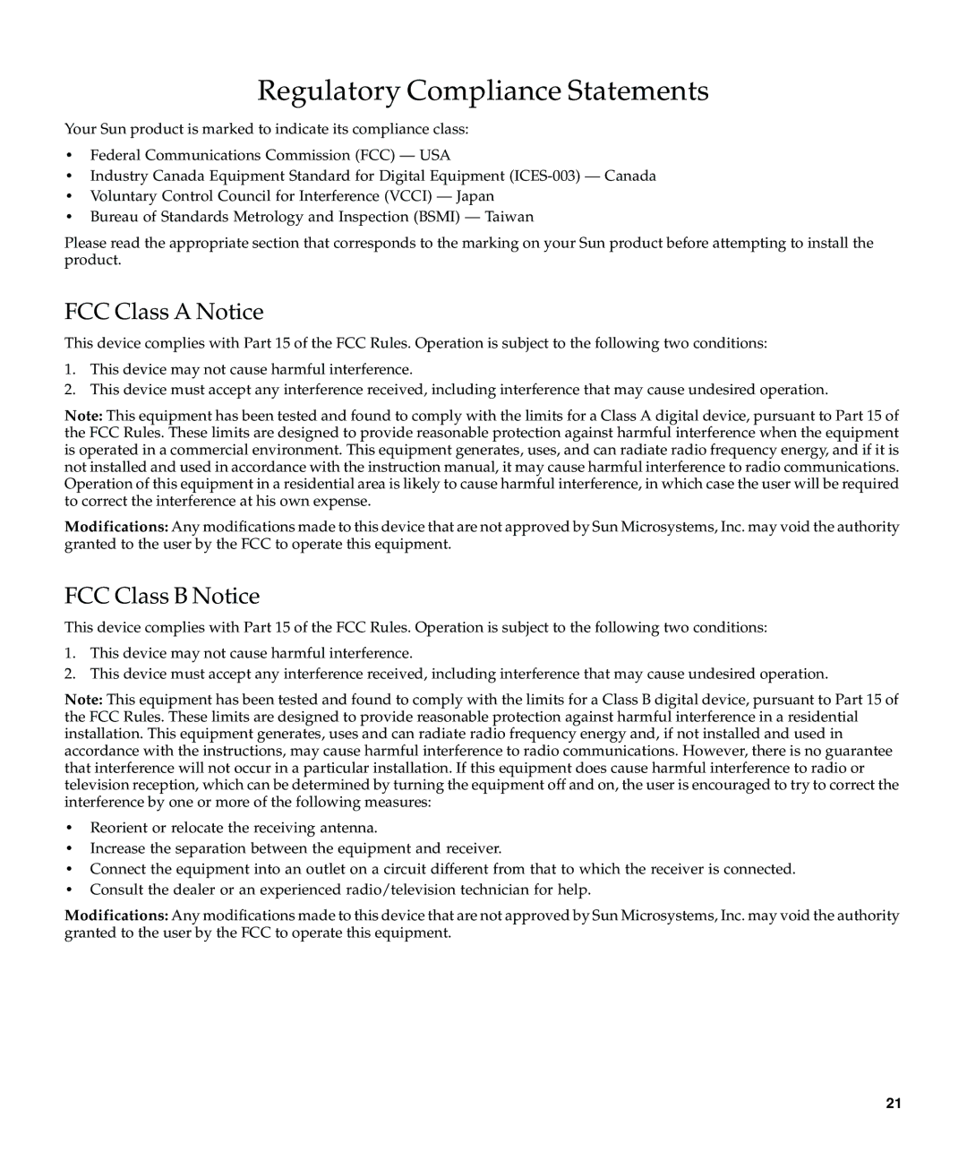 Emulex 4 Gb FC Host Bus manual Regulatory Compliance Statements, FCC Class a Notice, FCC Class B Notice 