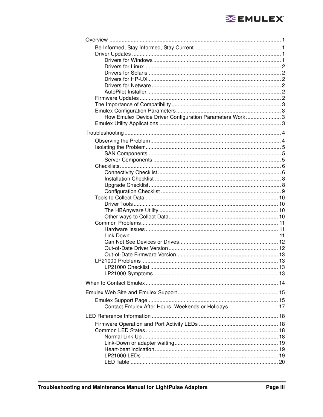 Emulex Adapters manual Can Not See Devices or Drives 