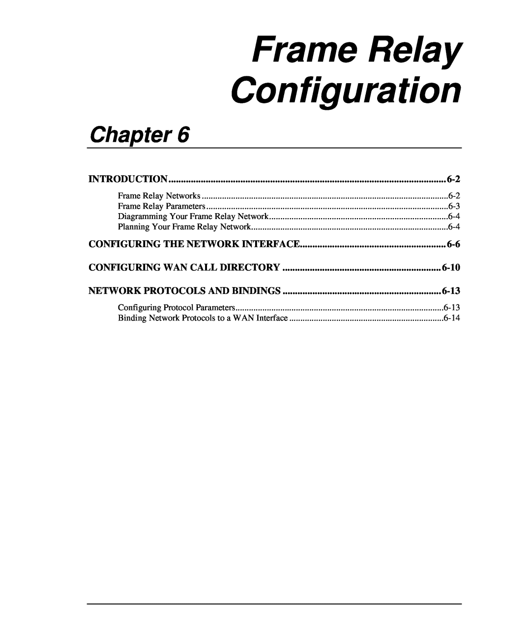 Emulex DCP_link Frame Relay Configuration, Chapter, Introduction, Configuring The Network Interface, 6-10, 6-13, 6-14 