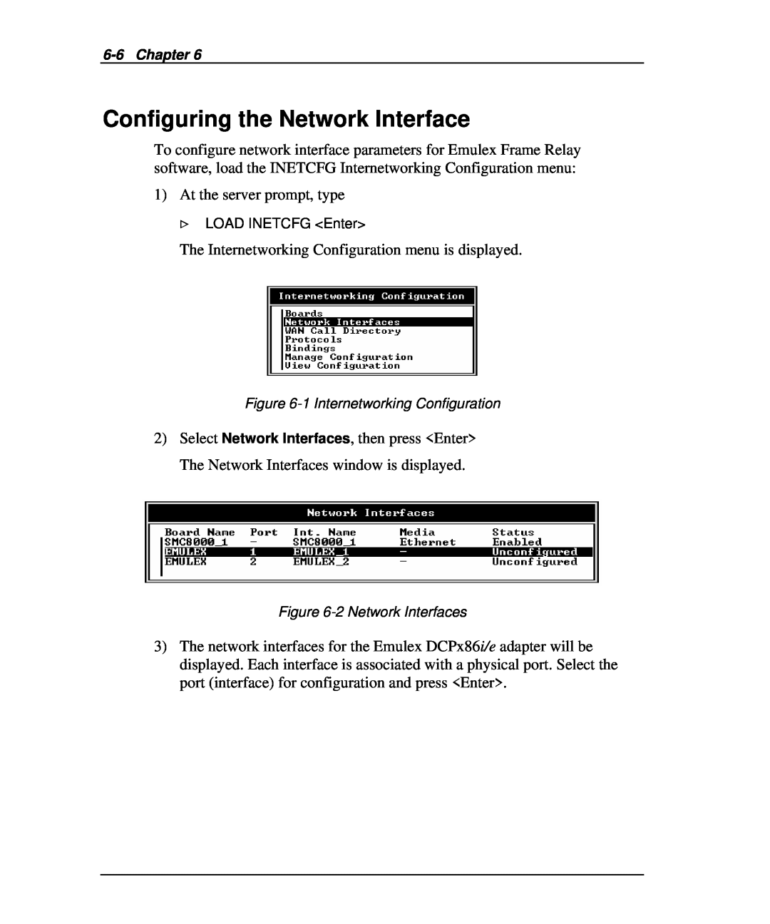Emulex DCP_link manual Configuring the Network Interface 