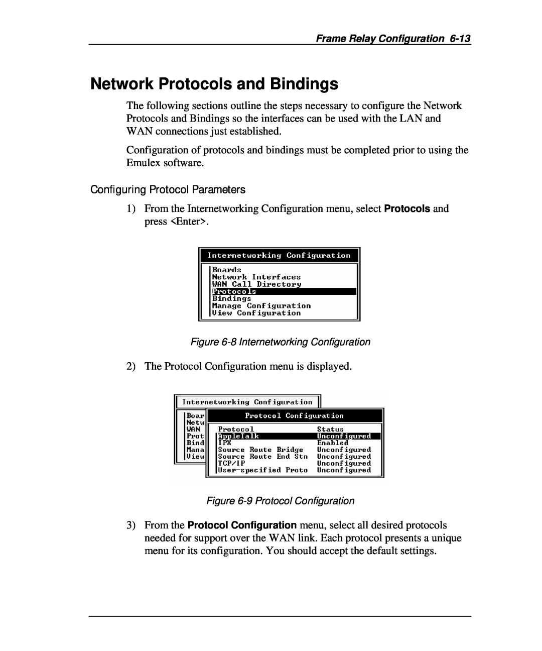 Emulex DCP_link manual Network Protocols and Bindings, Configuring Protocol Parameters 