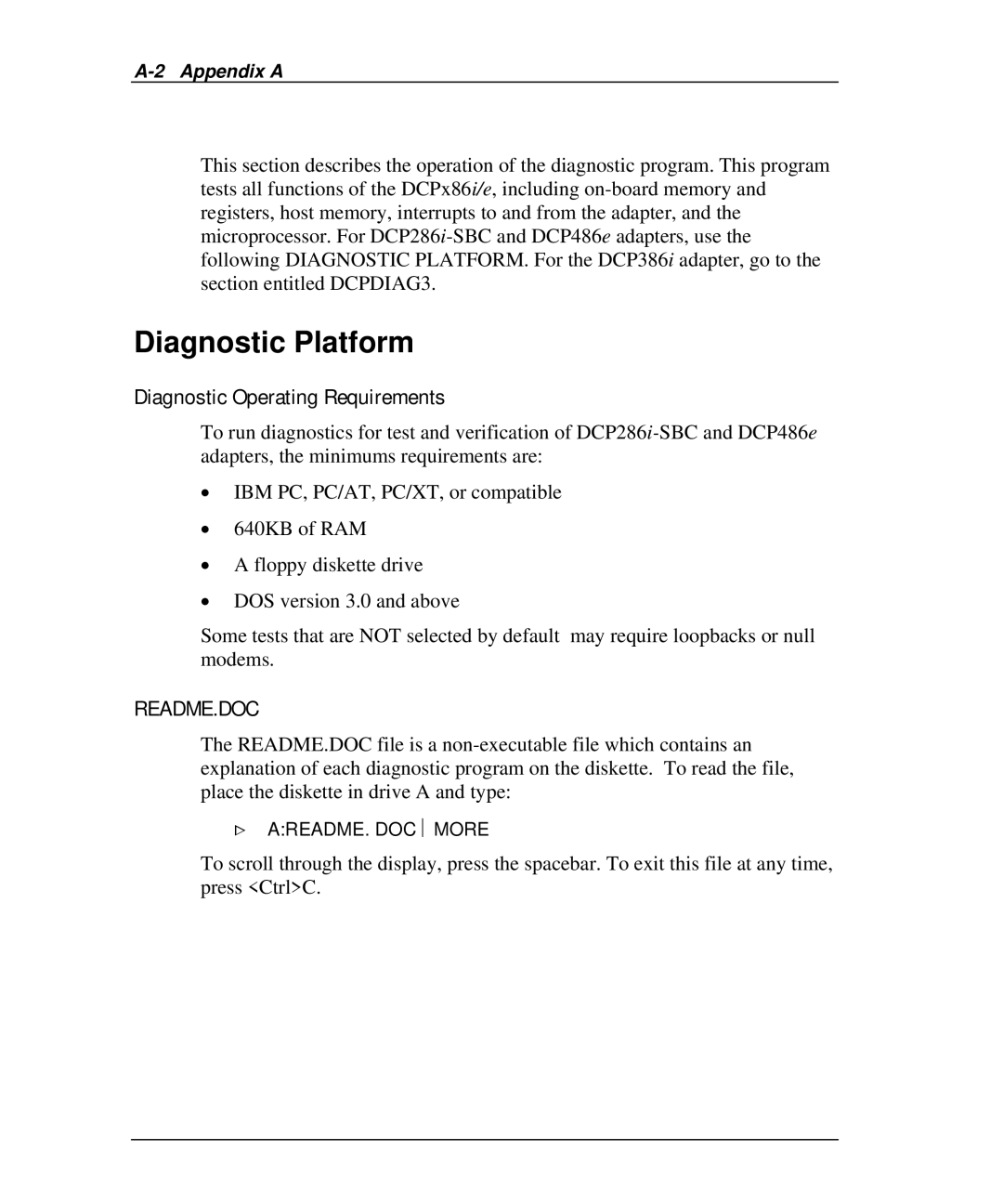 Emulex DCP_link manual Diagnostic Platform, Diagnostic Operating Requirements 