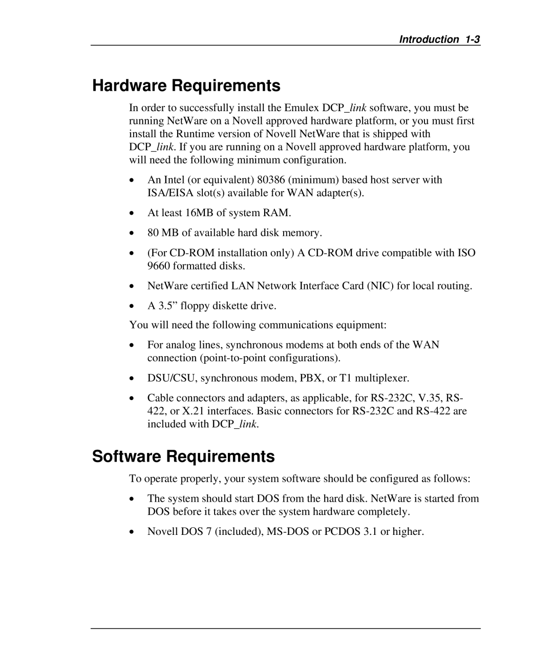 Emulex DCP_link manual Hardware Requirements, Software Requirements 