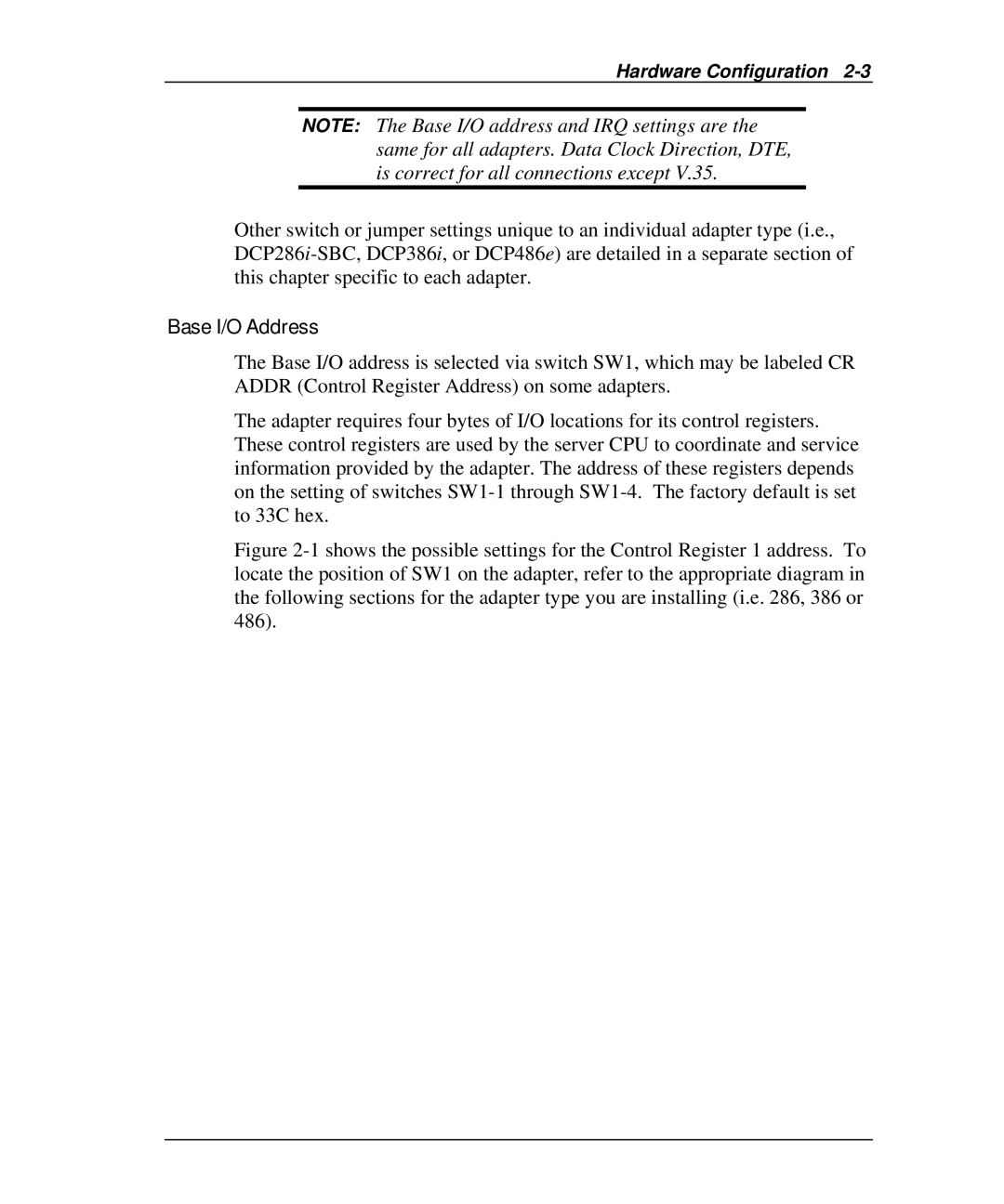 Emulex DCP_link manual Base I/O Address 