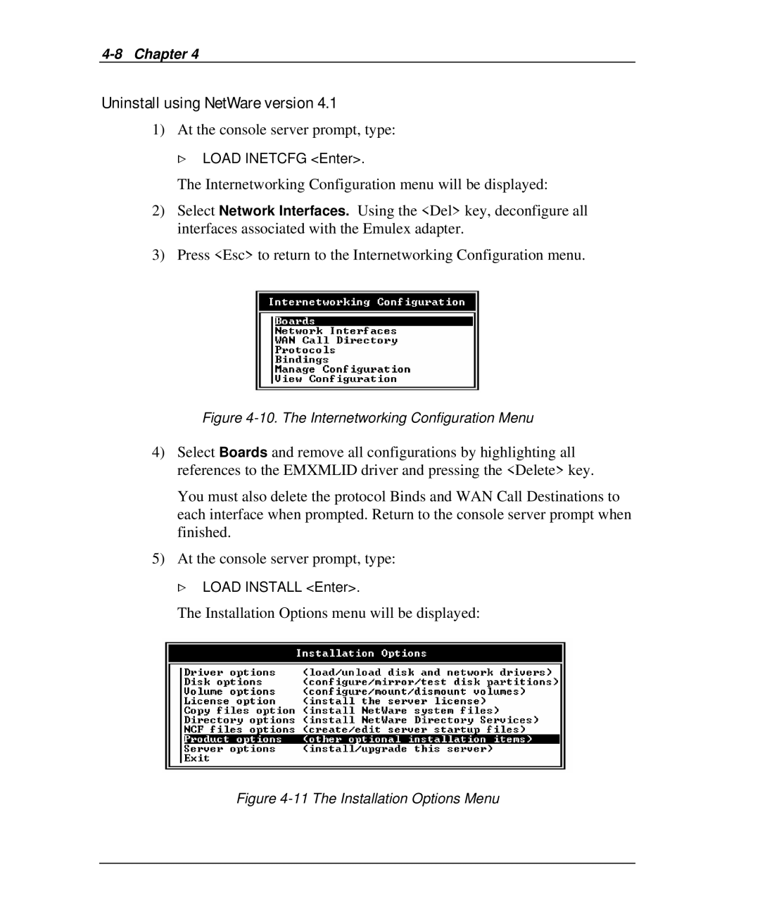 Emulex DCP_link manual The Internetworking Configuration Menu 