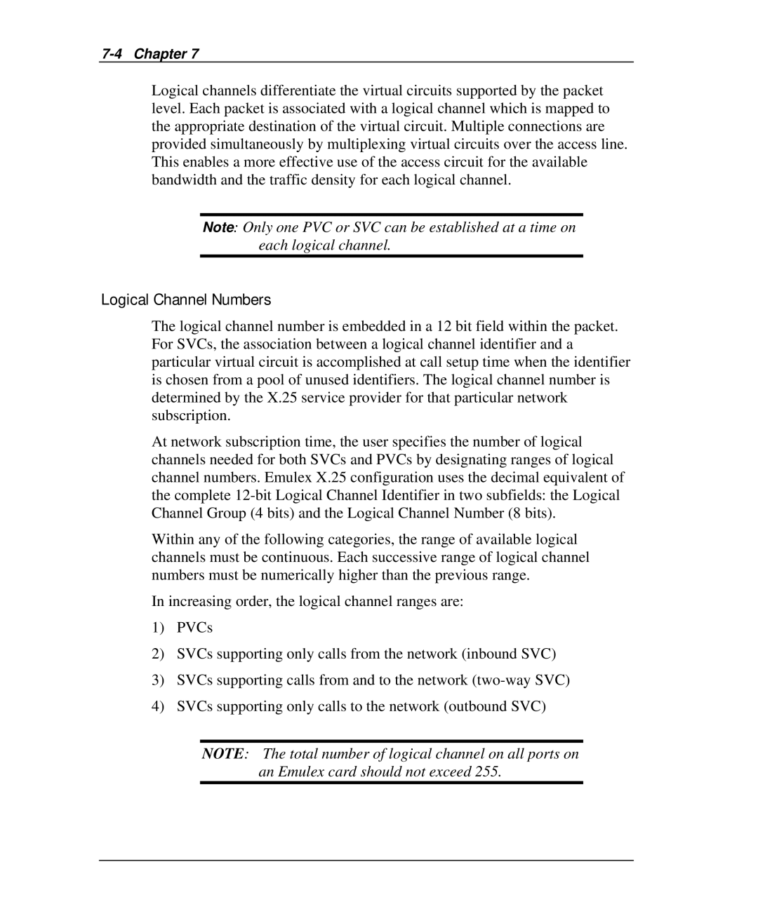 Emulex DCP_link manual Logical Channel Numbers 