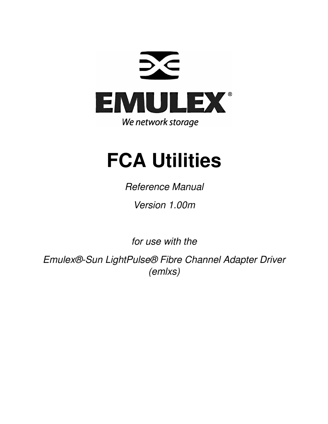 Emulex EMULEX manual FCA Utilities 