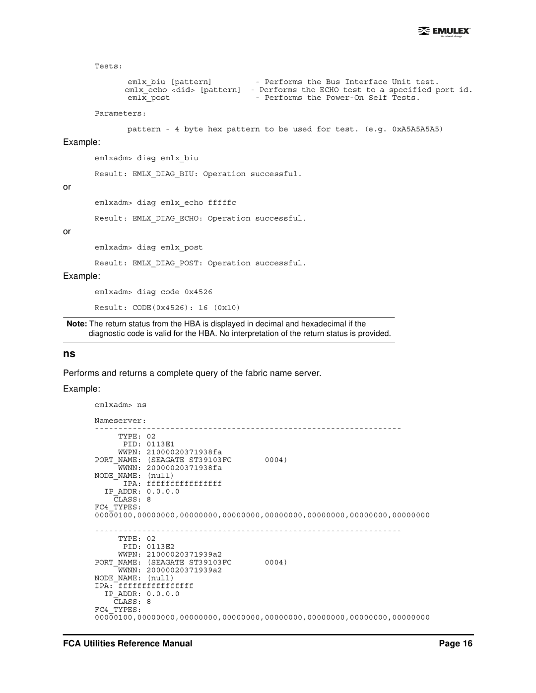 Emulex EMULEX manual Type PID 