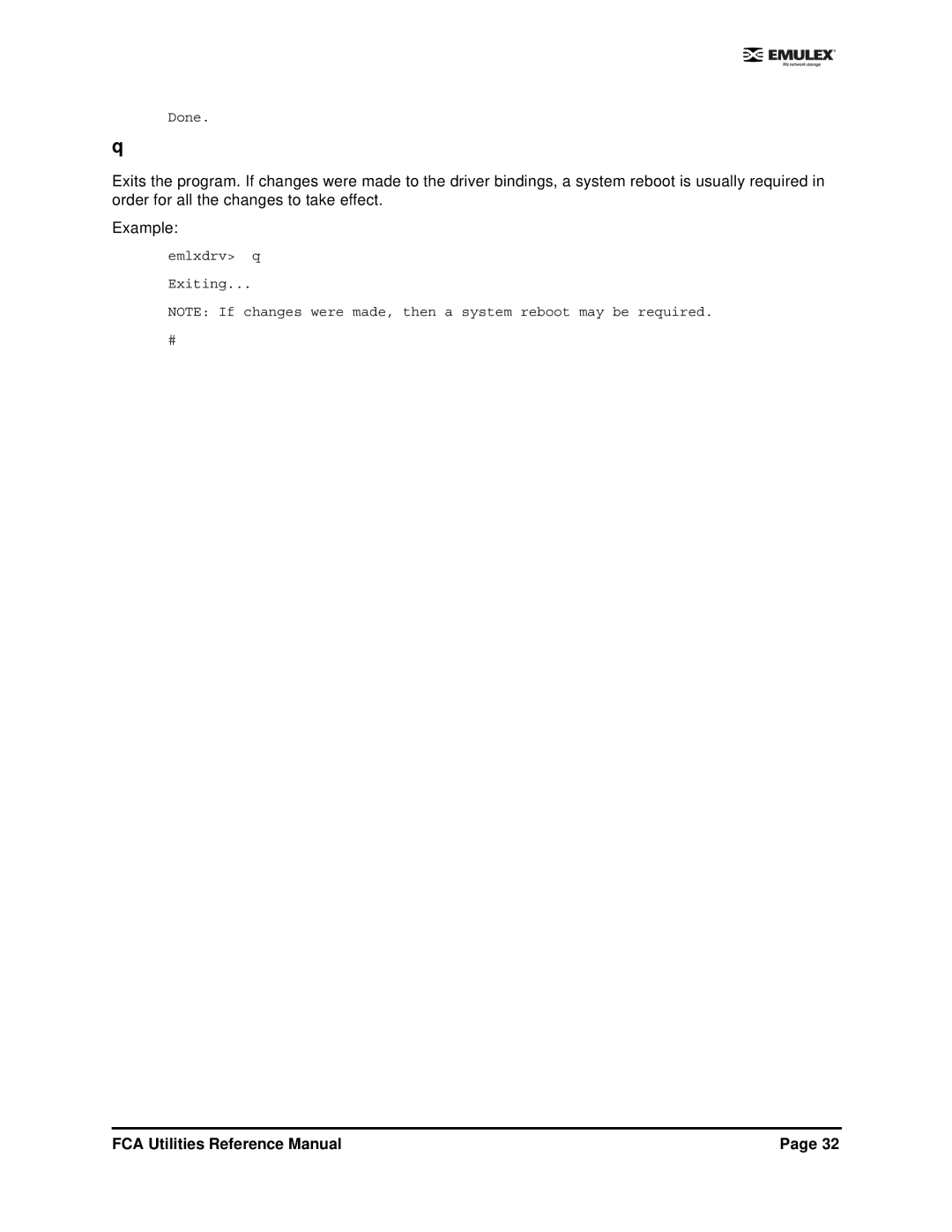 Emulex EMULEX manual Emlxdrv q Exiting 