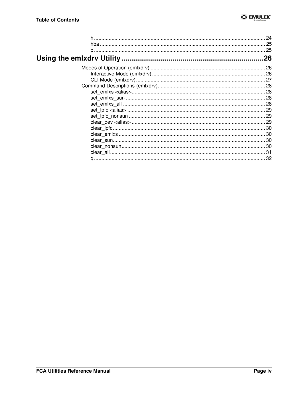 Emulex EMULEX manual Using the emlxdrv Utility, Hba 