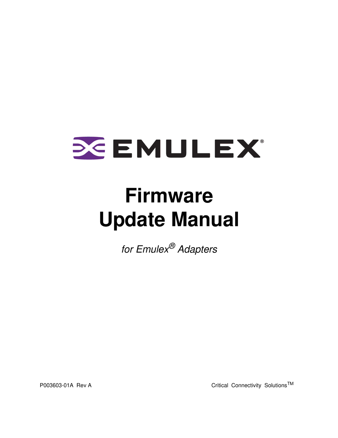 Emulex manual Firmware Update Manual 