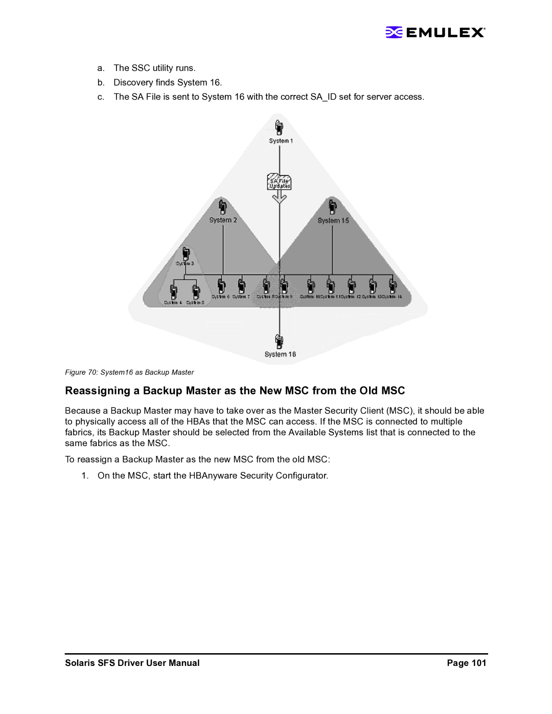Emulex LP1150-F4 user manual Reassigning a Backup Master as the New MSC from the Old MSC, System16 as Backup Master 
