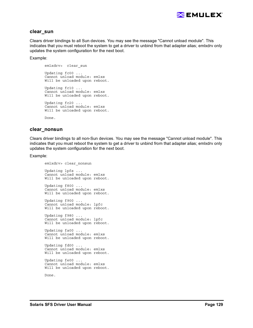 Emulex LP1150-F4 user manual Clearsun, Clearnonsun 