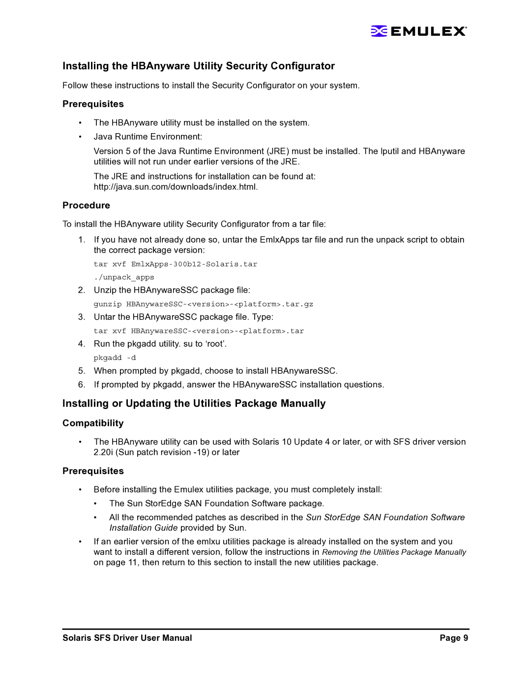 Emulex LP1150-F4 user manual Installing the HBAnyware Utility Security Configurator, Compatibility 