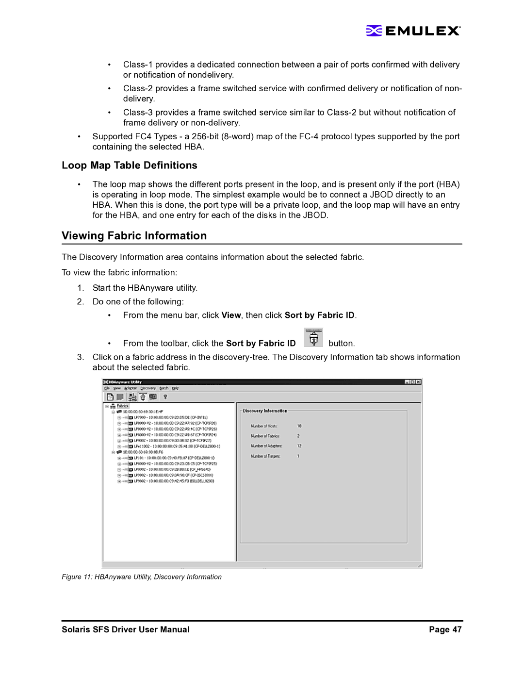 Emulex LP1150-F4 user manual Viewing Fabric Information, Loop Map Table Definitions 