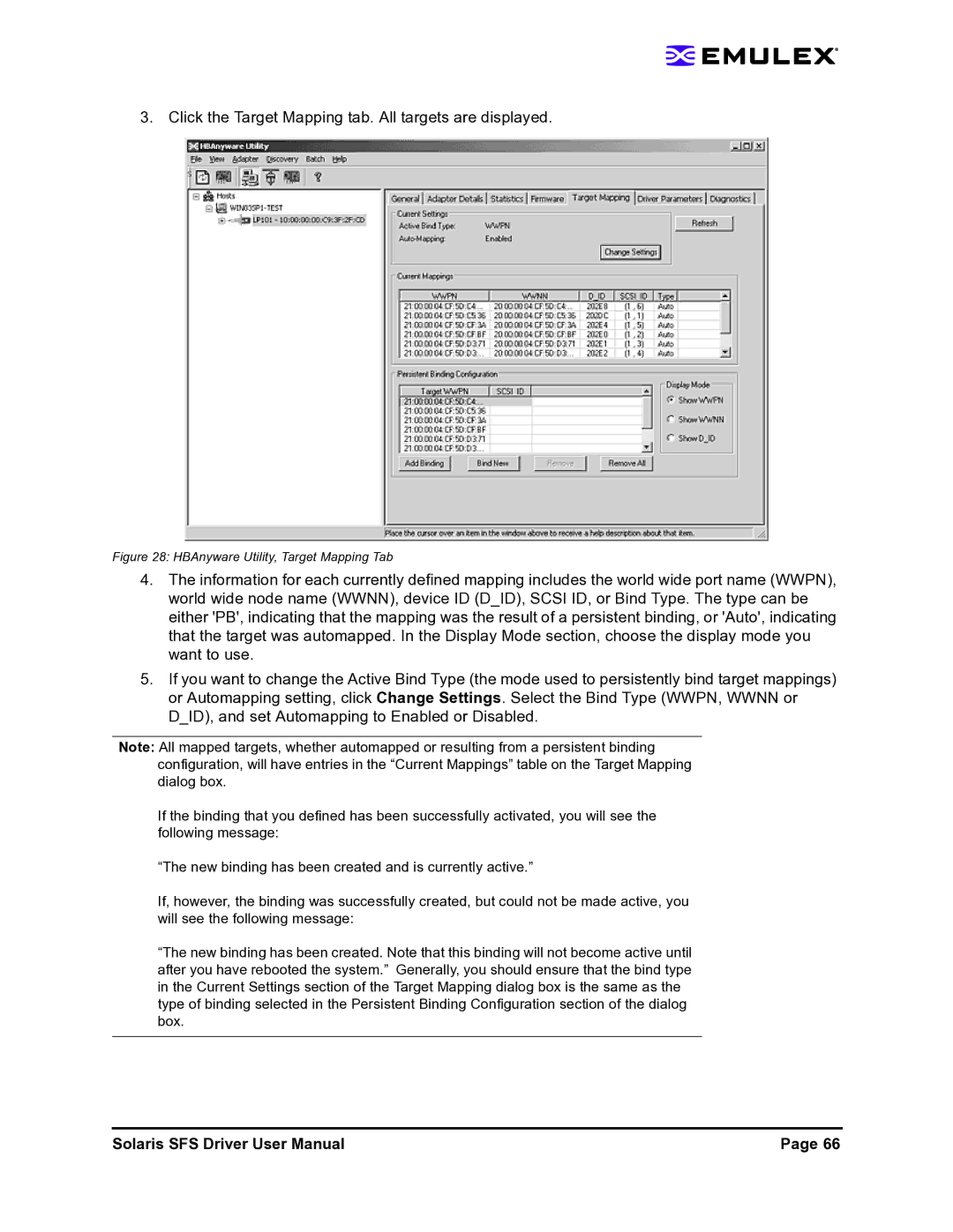 Emulex LP1150-F4 user manual Click the Target Mapping tab. All targets are displayed, HBAnyware Utility, Target Mapping Tab 