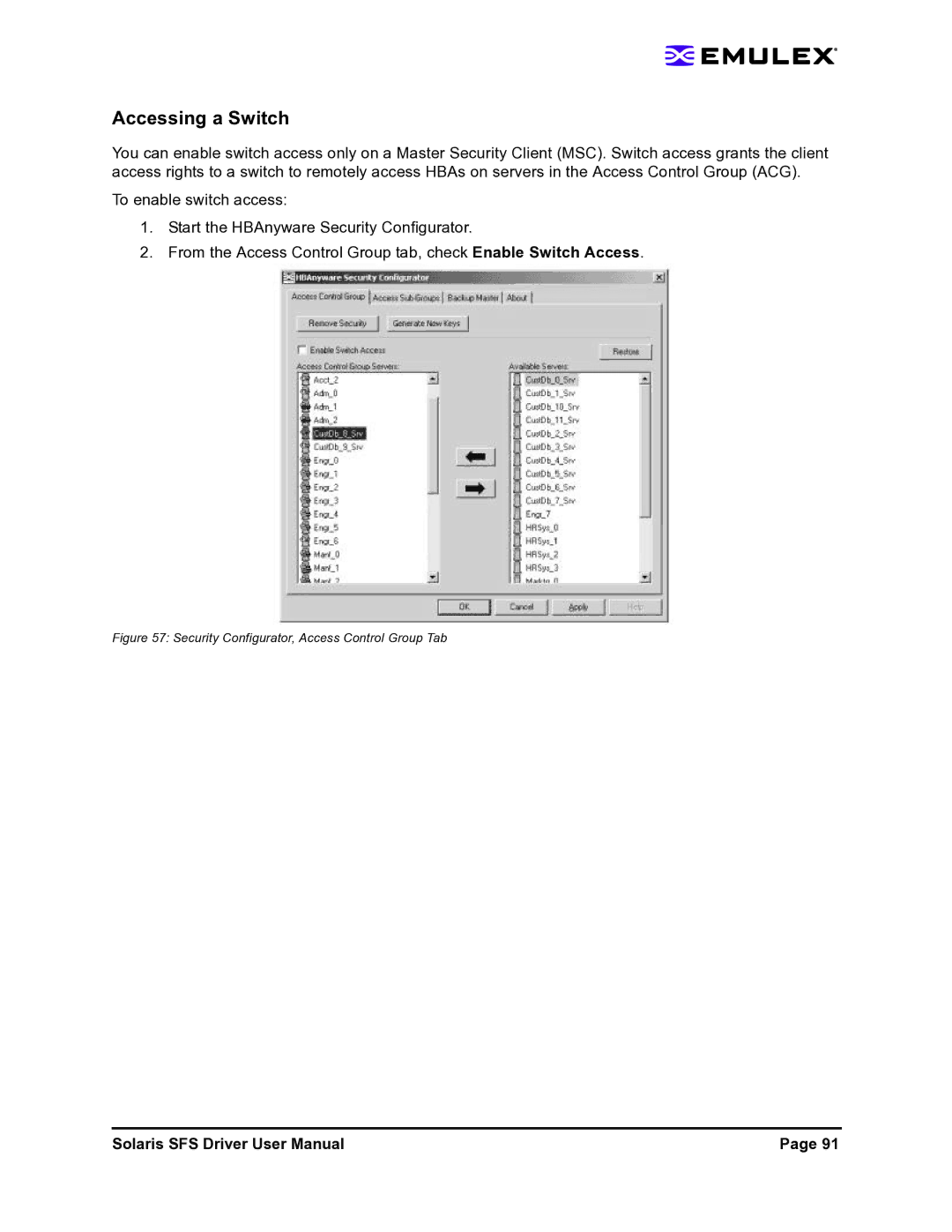 Emulex LP1150-F4 user manual Accessing a Switch 