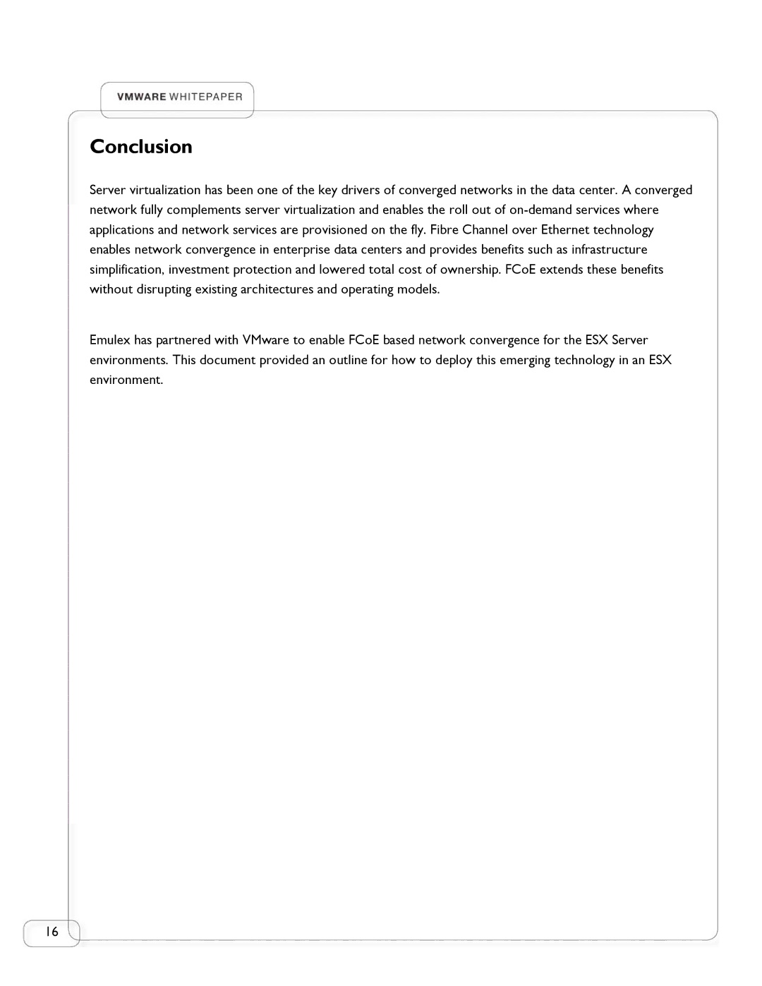 Emulex LP21000 manual Conclusion 