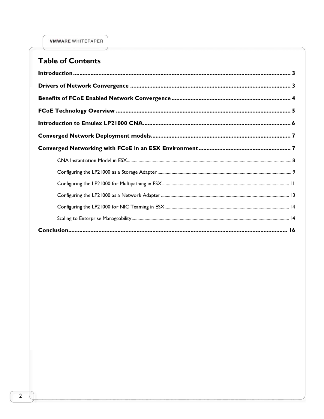 Emulex LP21000 manual Table of Contents 