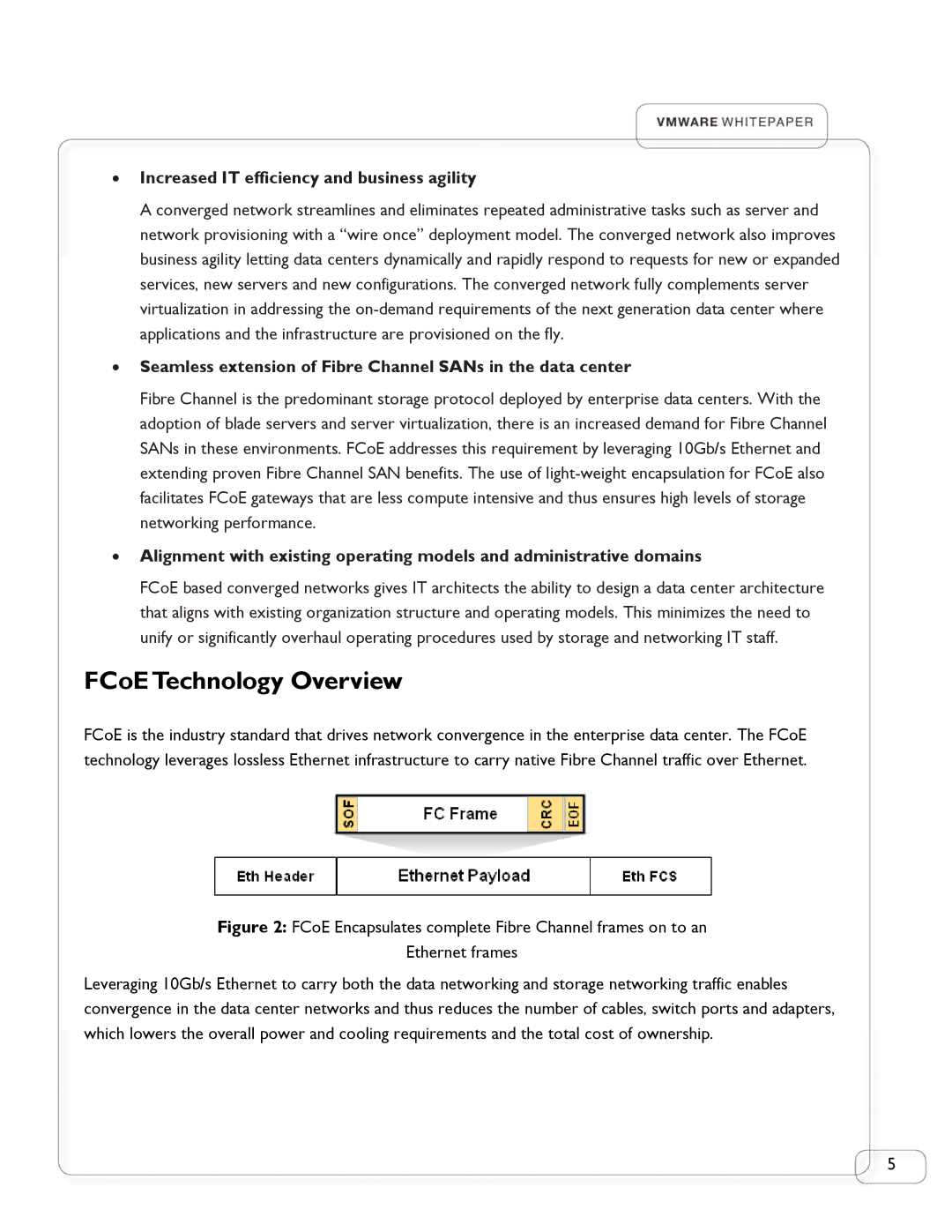 Emulex LP21000 manual FCoE Technology Overview, Increased IT efficiency and business agility 