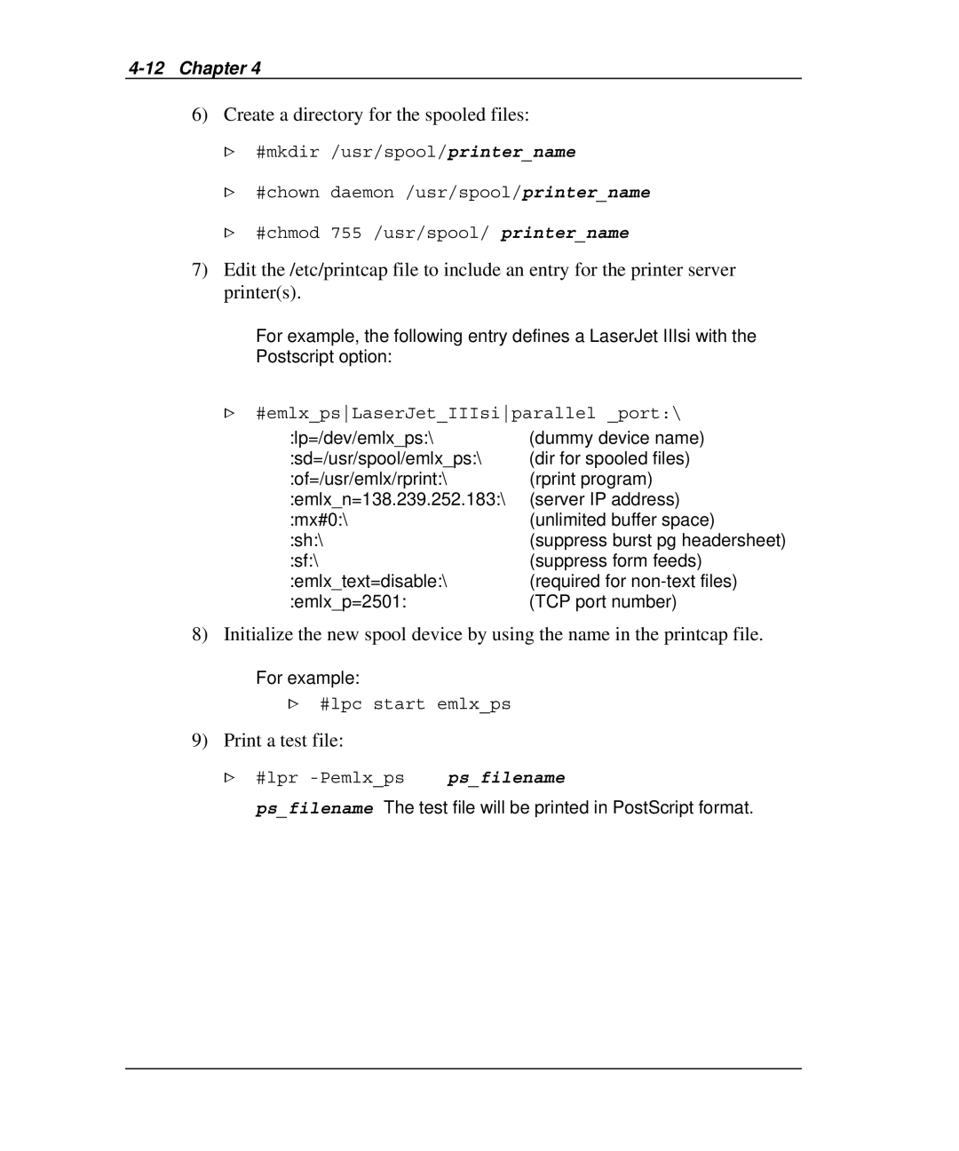 Emulex NQGB-NT+, NP02, NQ0V-NT+, NJ01B-NT+, NQTR0U-NATM, NQ0U-NT+ Create a directory for the spooled files, Print a test file 