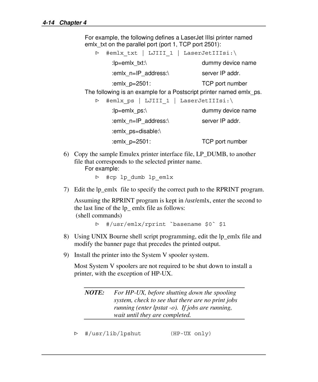 Emulex NQ0U-NT+, NP02, NQ0V-NT+, NJ01B-NT+, NQGB-NT+, NQTR0U-NATM, NQTR0V-NATM manual #cp lpdumb lpemlx 