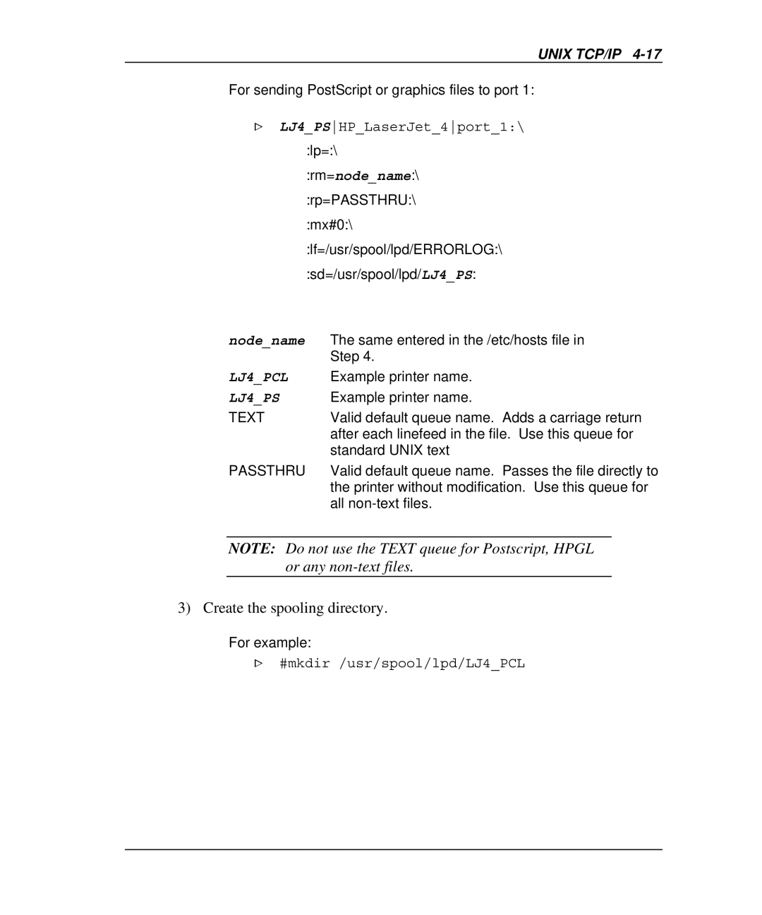 Emulex NQ0V-NT+, NP02, NJ01B-NT+, NQGB-NT+, NQTR0U-NATM, NQ0U-NT+, NQTR0V-NATM manual Create the spooling directory, LJ4PS 