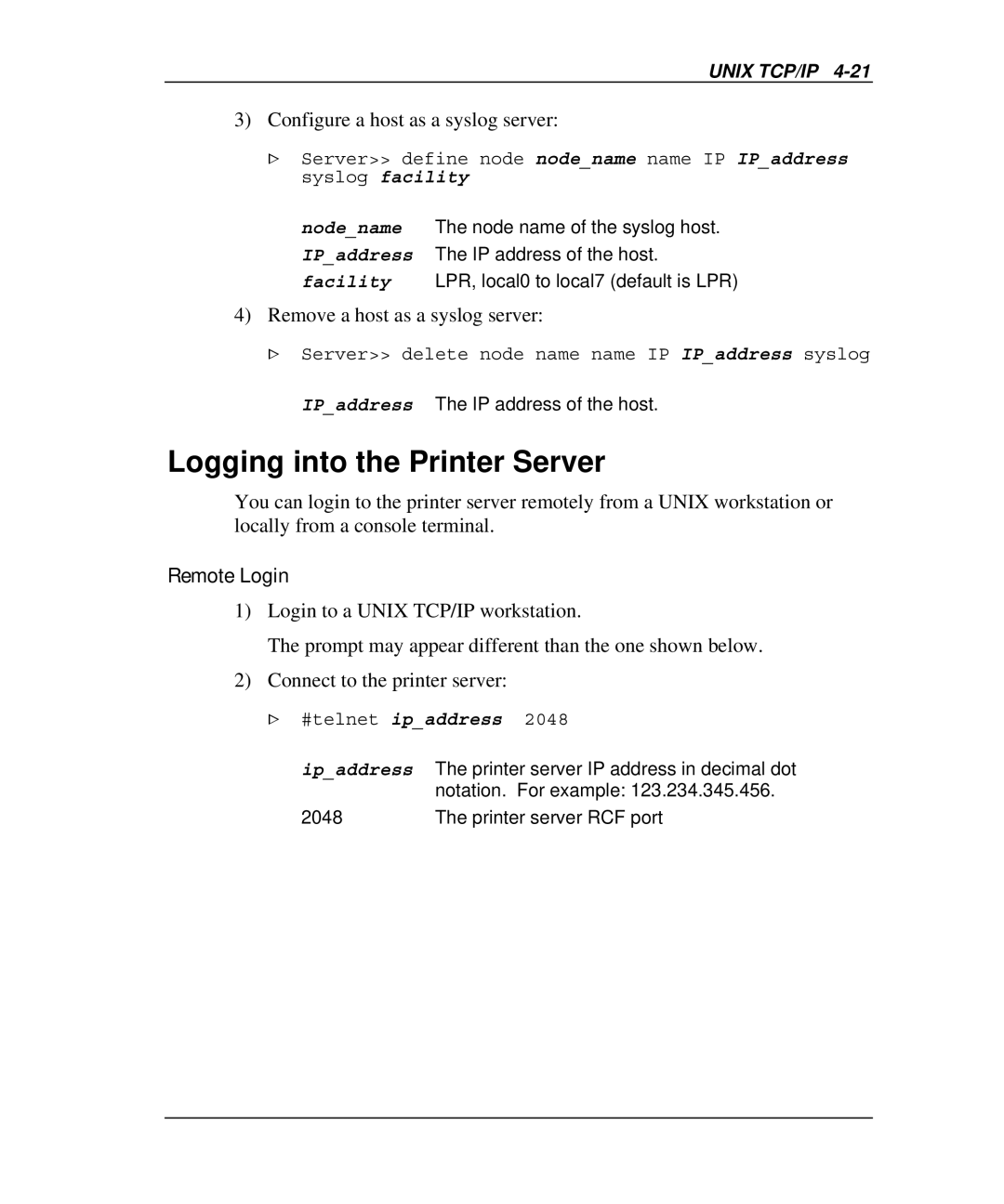 Emulex NQ0U-NT+, NP02, NQ0V-NT+, NJ01B-NT+, NQGB-NT+ Configure a host as a syslog server, Remove a host as a syslog server 