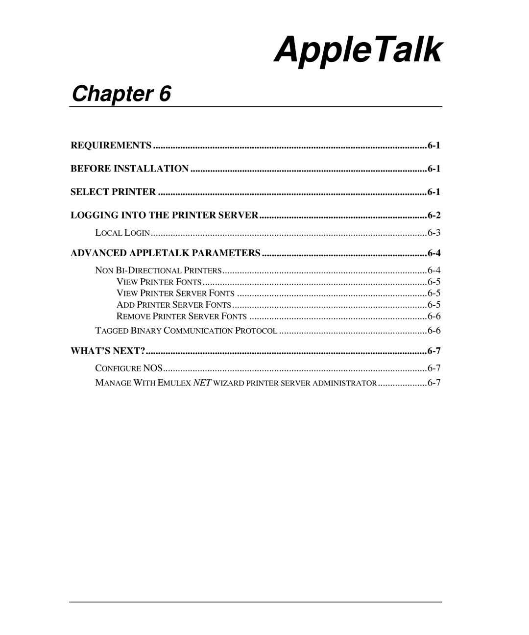 Emulex NJ01B-NT+, NP02, NQ0V-NT+, NQGB-NT+, NQTR0U-NATM, NQ0U-NT+, NQTR0V-NATM manual AppleTalk, Advanced Appletalk Parameters 