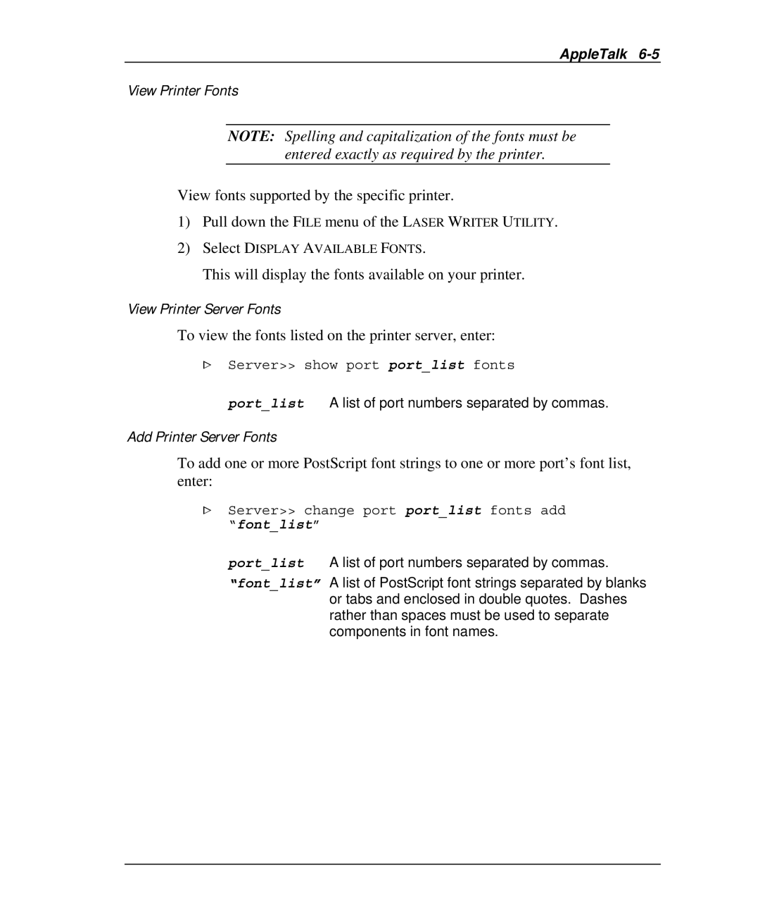 Emulex NP02, NQ0V-NT+ View Printer Fonts, This will display the fonts available on your printer, View Printer Server Fonts 