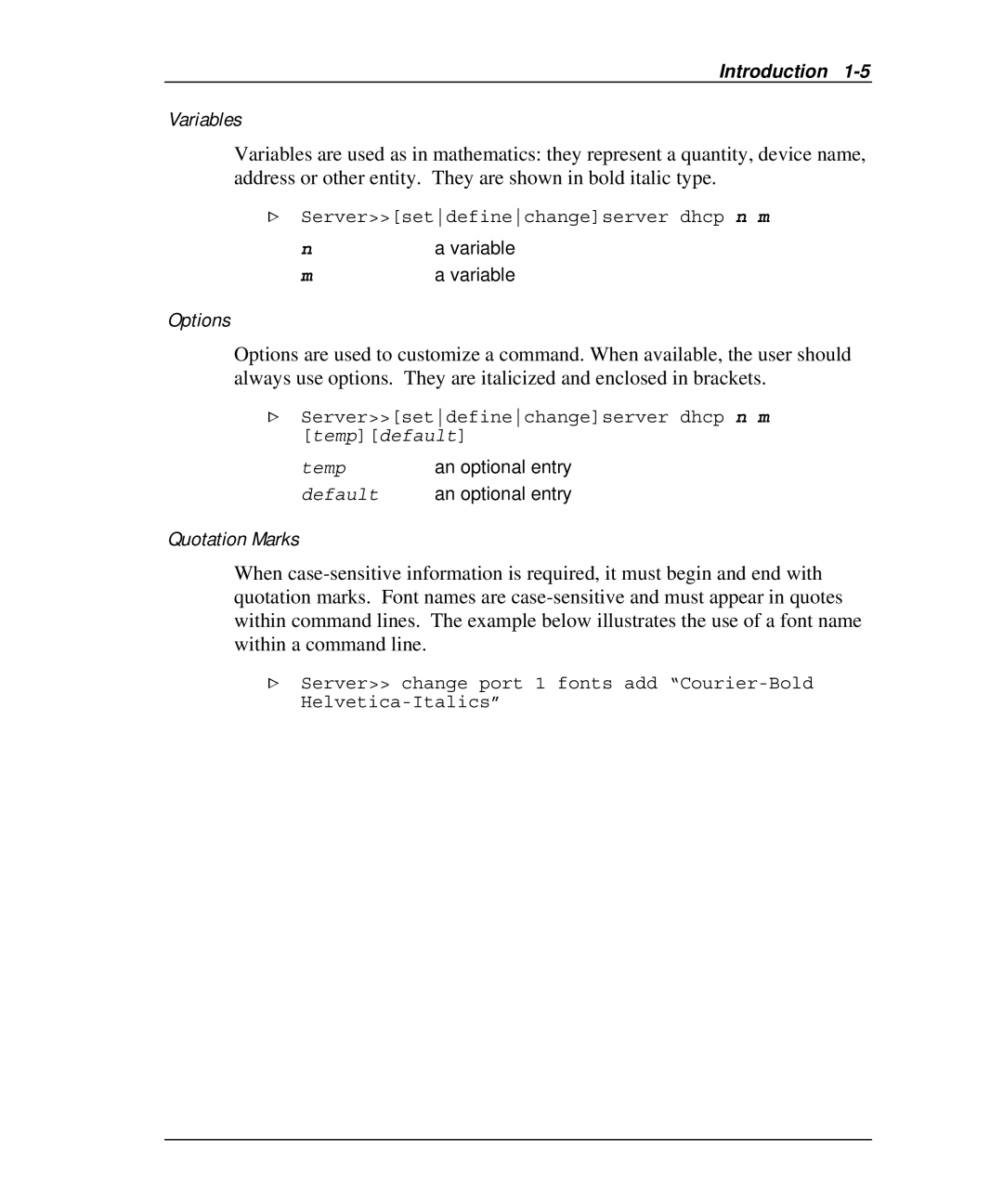 Emulex NQ0V-NT+, NP02, NJ01B-NT+, NQGB-NT+, NQTR0U-NATM, NQ0U-NT+, NQTR0V-NATM manual Variables, Options, Quotation Marks 