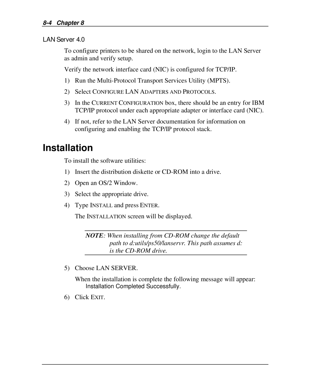 Emulex NQ0U-NT+, NP02, NQ0V-NT+, NJ01B-NT+, NQGB-NT+, NQTR0U-NATM, NQTR0V-NATM manual Installation, LAN Server 