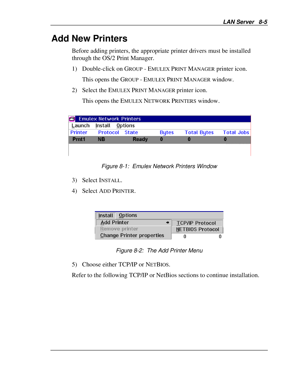 Emulex NQTR0V-NATM, NP02, NQ0V-NT+, NJ01B-NT+, NQGB-NT+, NQTR0U-NATM, NQ0U-NT+ manual Add New Printers 