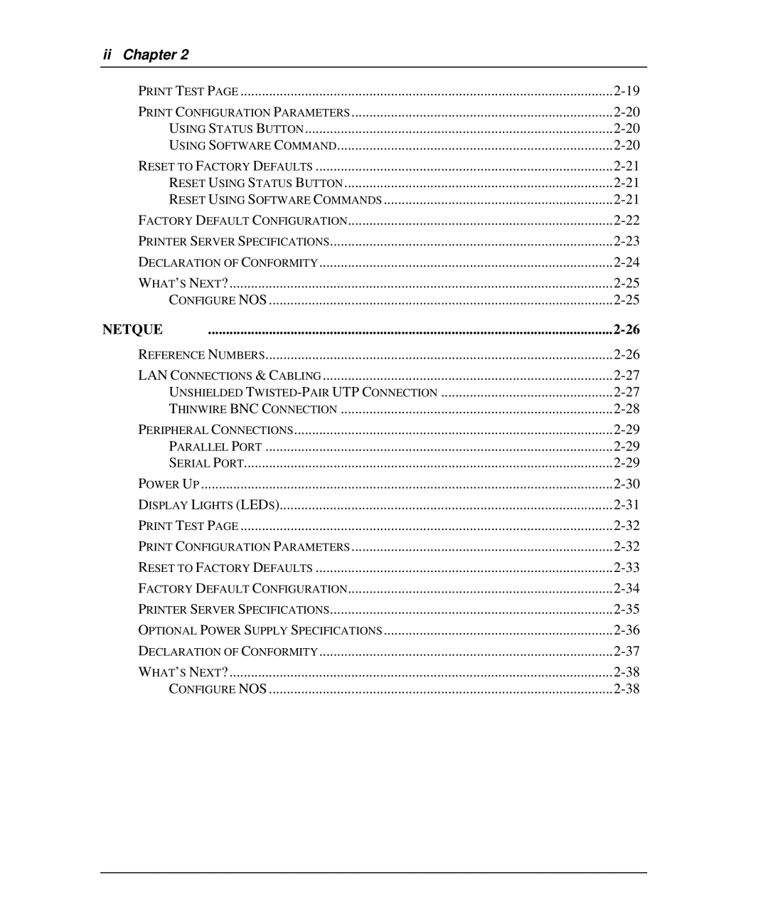 Emulex NQTR0U-NATM, NP02, NQ0V-NT+, NJ01B-NT+, NQGB-NT+, NQ0U-NT+, NQTR0V-NATM manual Ii Chapter, Netque 