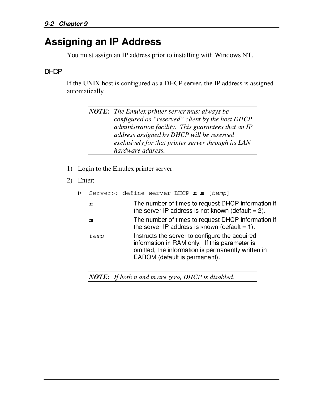 Emulex NJ01B-NT+, NP02, NQ0V-NT+, NQGB-NT+, NQTR0U-NATM, NQ0U-NT+, NQTR0V-NATM manual Assigning an IP Address 