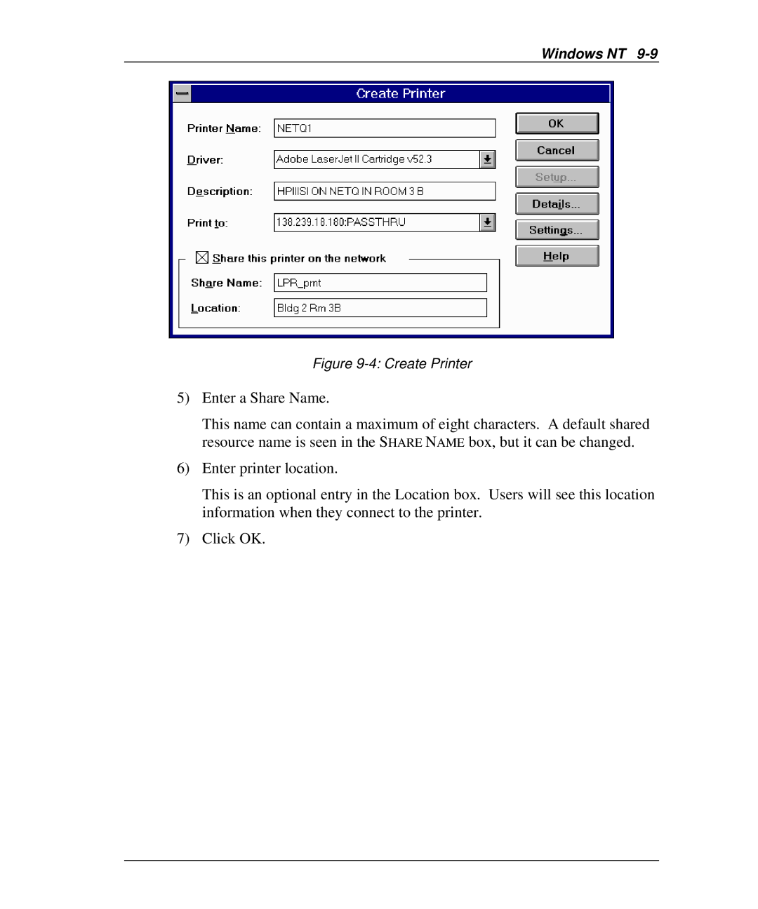 Emulex NJ01B-NT+, NP02, NQ0V-NT+, NQGB-NT+, NQTR0U-NATM, NQ0U-NT+, NQTR0V-NATM manual Create Printer 