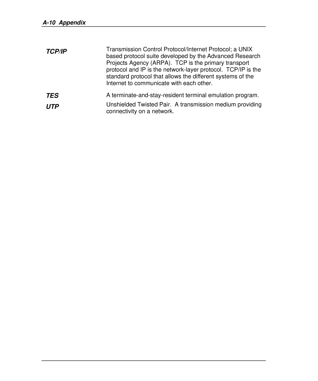 Emulex NQTR0U-NATM, NP02, NQ0V-NT+, NJ01B-NT+, NQGB-NT+, NQ0U-NT+ manual Transmission Control Protocol/Internet Protocol a Unix 