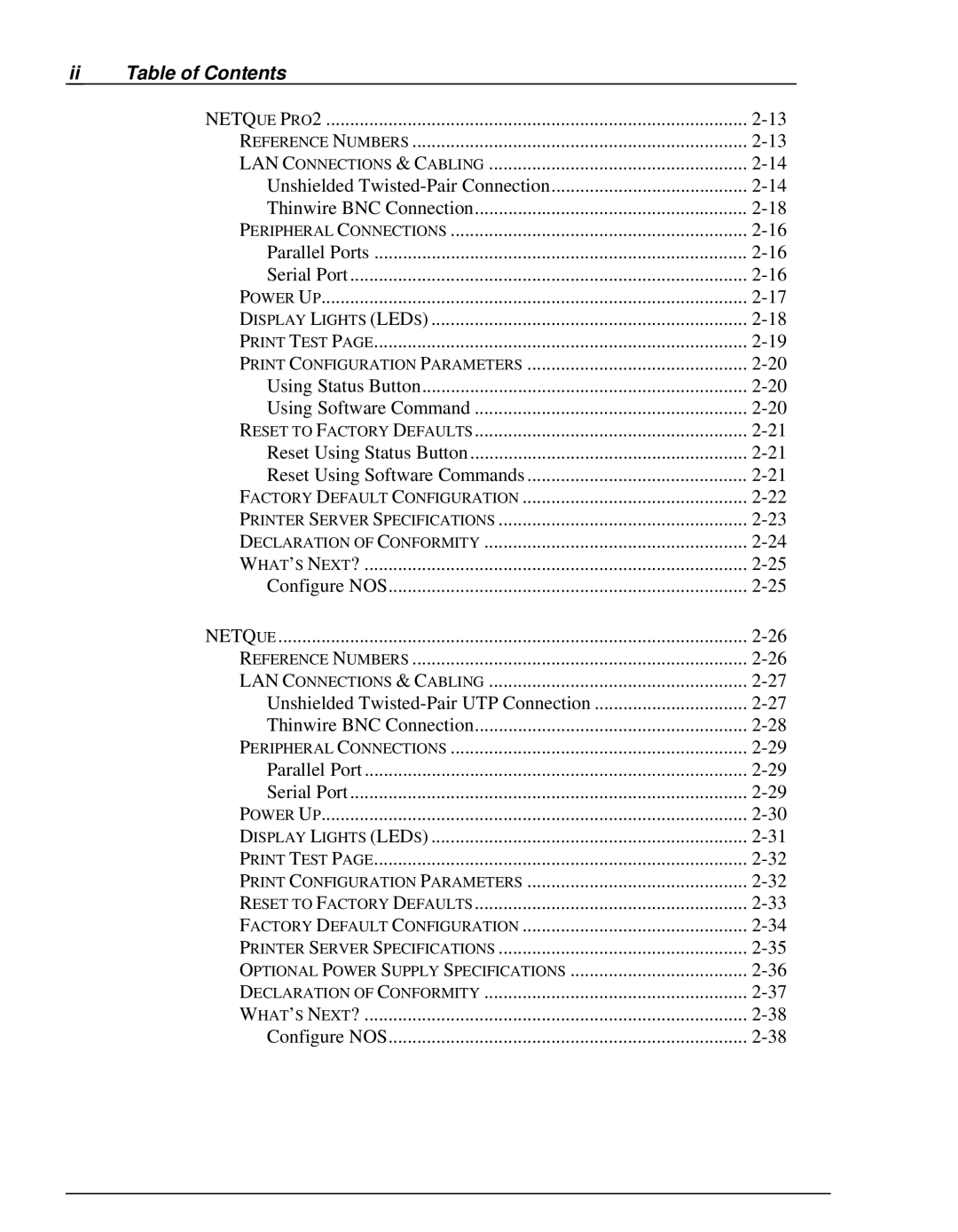 Emulex NQTR0U-NATM, NP02, NQ0V-NT+, NJ01B-NT+, NQGB-NT+, NQ0U-NT+, NQTR0V-NATM manual Ii Table of Contents 