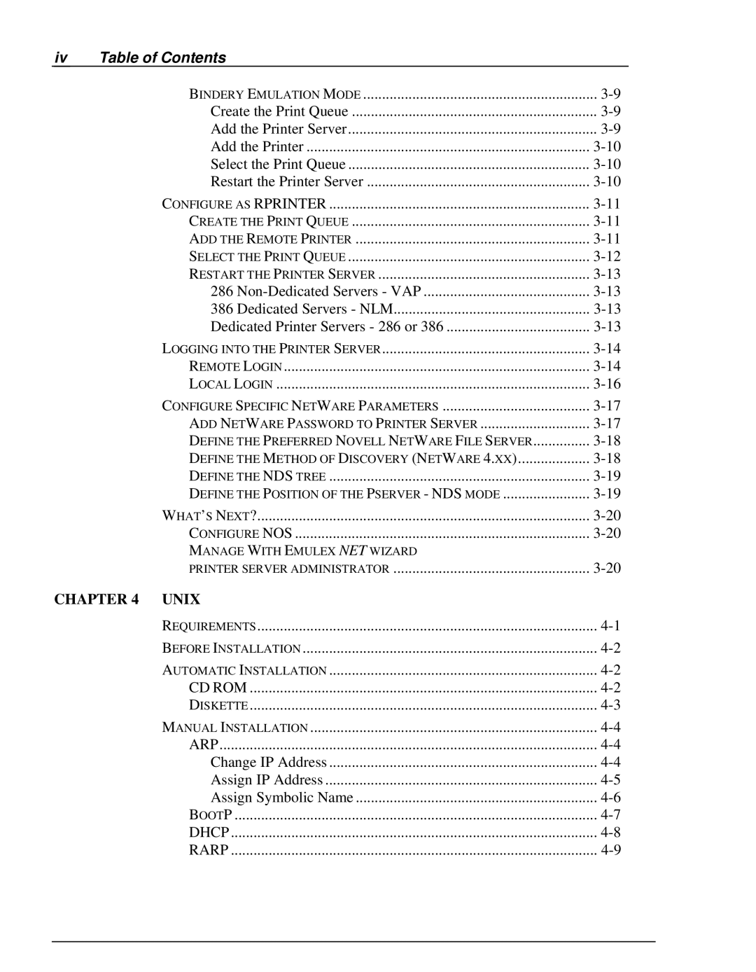 Emulex NQTR0V-NATM, NP02, NQ0V-NT+, NJ01B-NT+, NQGB-NT+, NQTR0U-NATM, NQ0U-NT+ manual Iv Table of Contents 