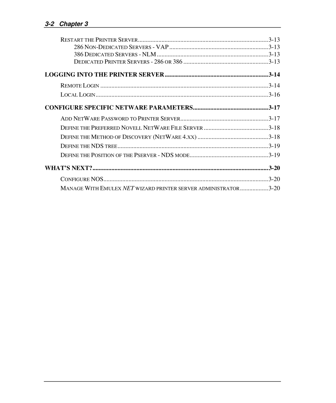 Emulex NQ0U-NT+, NP02, NQ0V-NT+ manual Logging Into the Printer Server, Configure Specific Netware Parameters, What’S Next? 