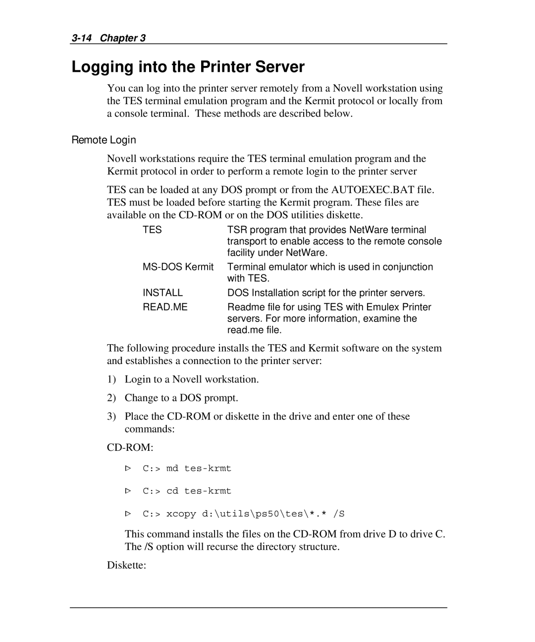 Emulex NQ0U-NT+, NP02, NQ0V-NT+, NJ01B-NT+, NQGB-NT+, NQTR0U-NATM, NQTR0V-NATM Logging into the Printer Server, Remote Login 