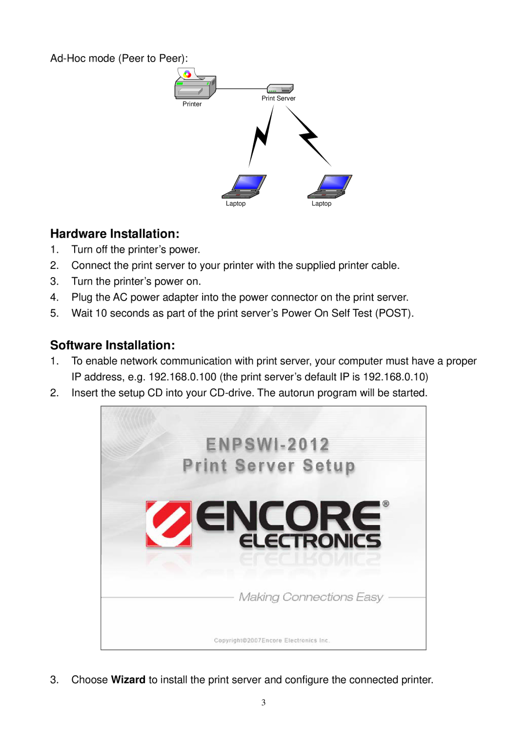 Encore electronic 802.11G/B manual Hardware Installation 