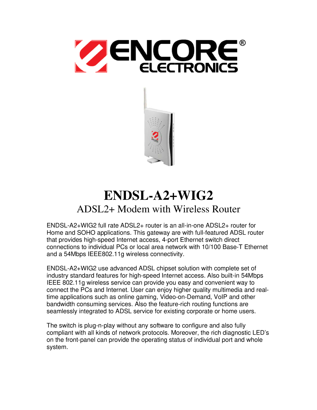 Encore electronic ENDSL-A2+WIG2 manual 