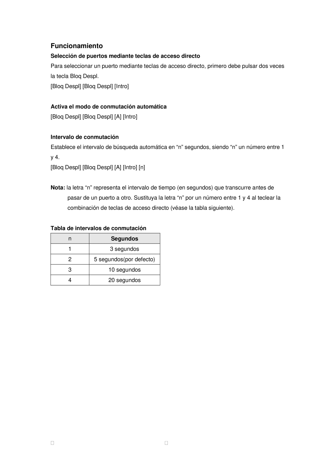 Encore electronic ENKVM-USB manual Funcionamiento, Selección de puertos mediante teclas de acceso directo 