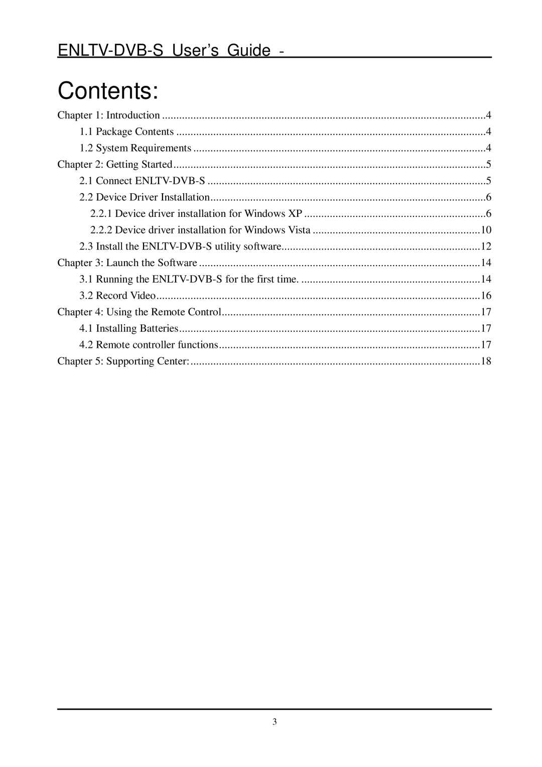 Encore electronic ENLTV-DVB-S manual Contents 