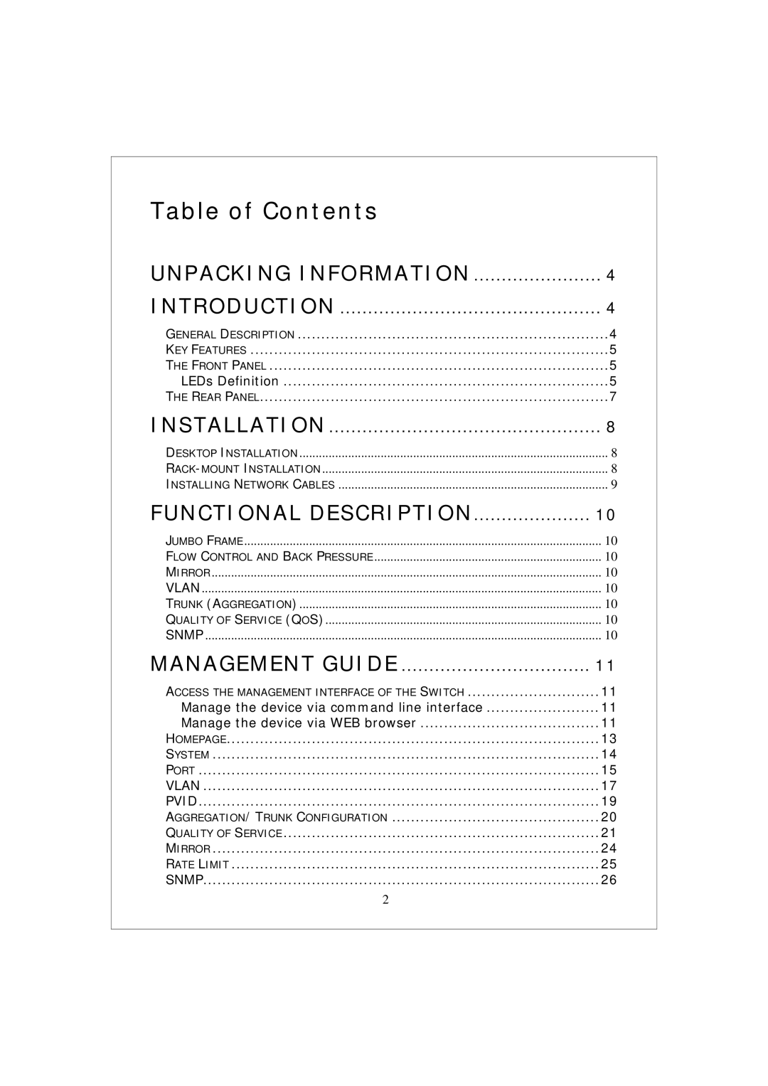 Encore electronic ENMGS-24+4 manual Table of Contents 