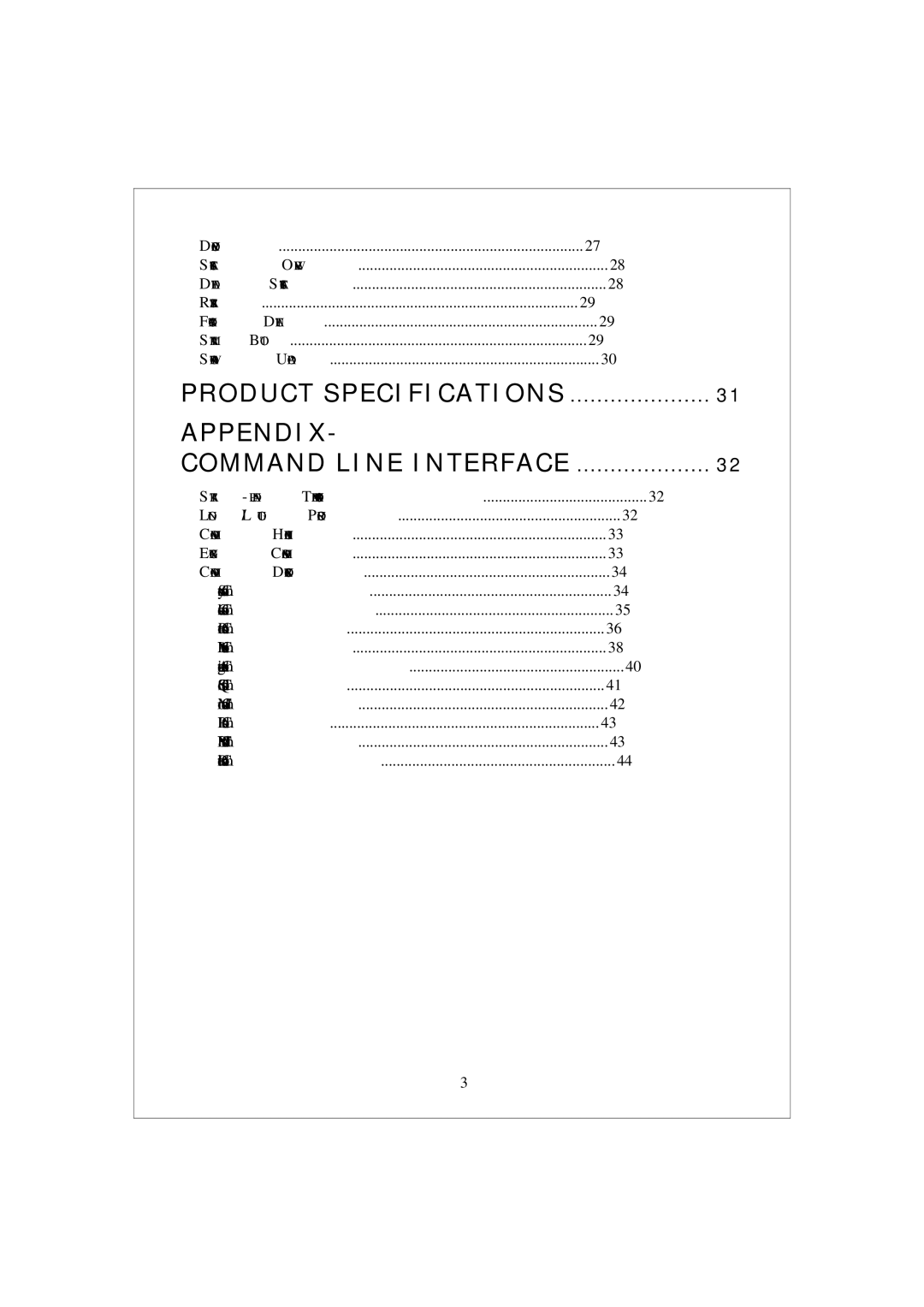 Encore electronic ENMGS-24+4 manual Product Specifications Appendix Command Line Interface 