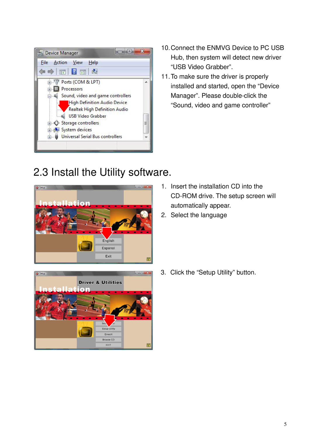 Encore electronic ENMVG manual Install the Utility software 